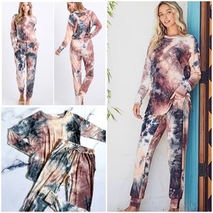 NEW First Love Two Piece Tie Dye Set Joggers and Long Sleeve Tee